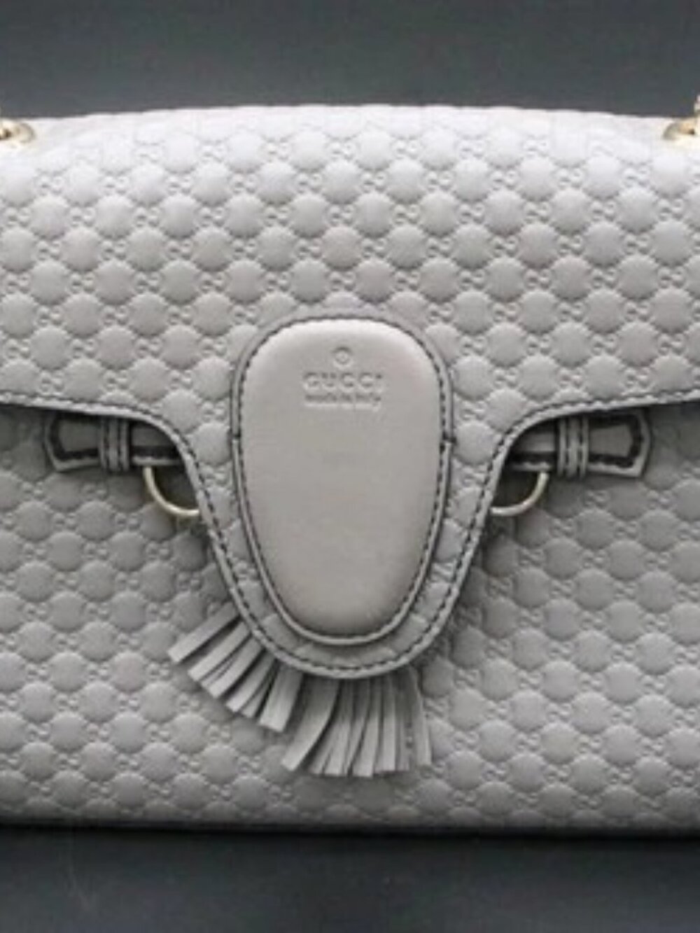 Gucci Emily Micro Guccisima Horsebit Medium Chain Bag - Gray
